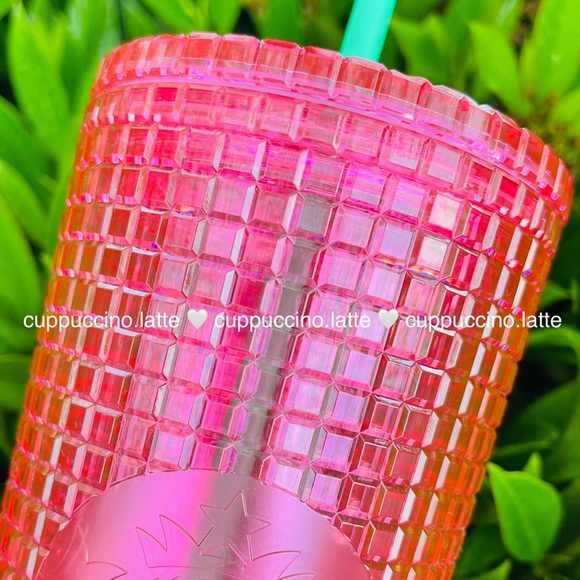 💗2 NEW✨ Starbucks Summer 2 ‘Watermelon’ & ‘Lemon’ Ombre Disco Grid Tumblers - Picture 12 of 15